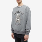 Versace Men's Greek Mask Varsity Crew Sweat in Medium Grey