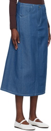 Story mfg. Blue Twisty Denim Midi Skirt