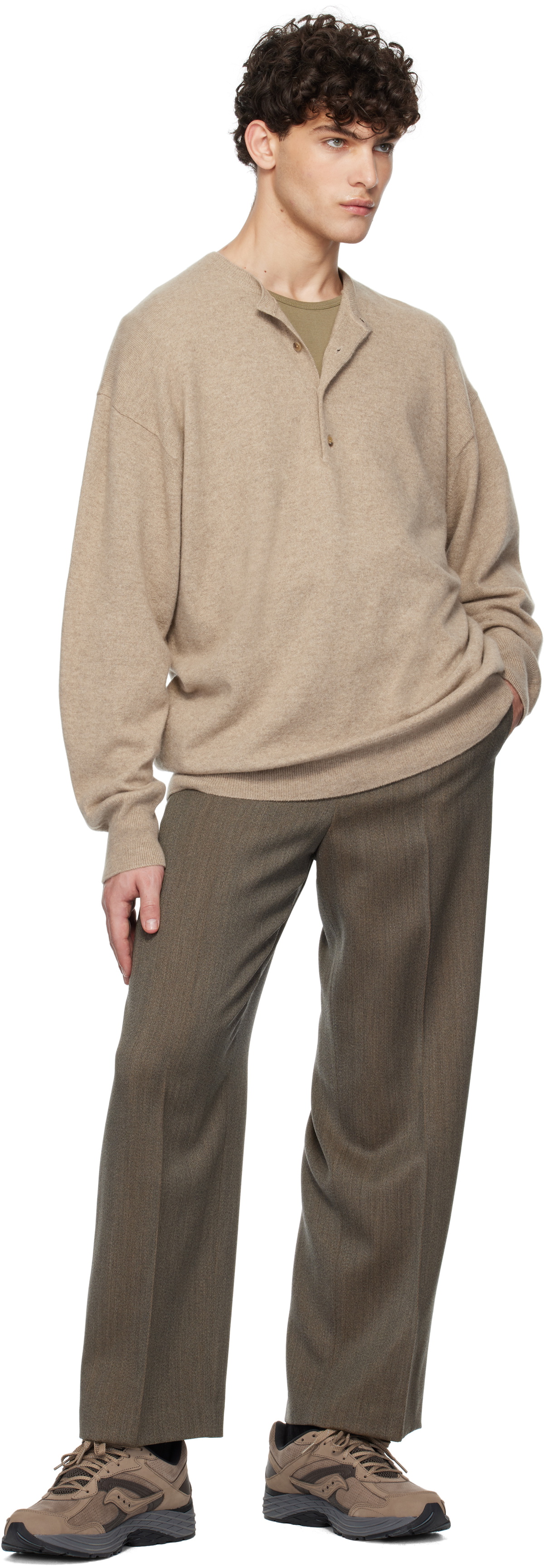 YLÈVE Beige Cashmere Henley