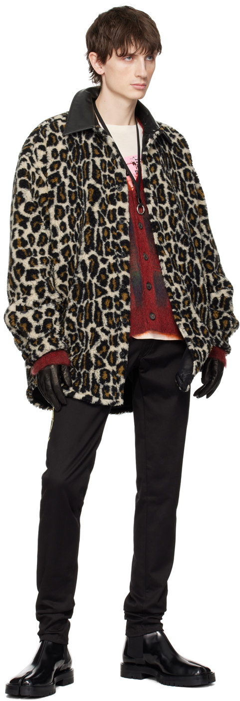 Maison Margiela Black & Beige Leopard Print Jacket Maison