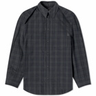 Balenciaga Men's Detachable Flannel Shirt in Grey/Khaki Overdyed