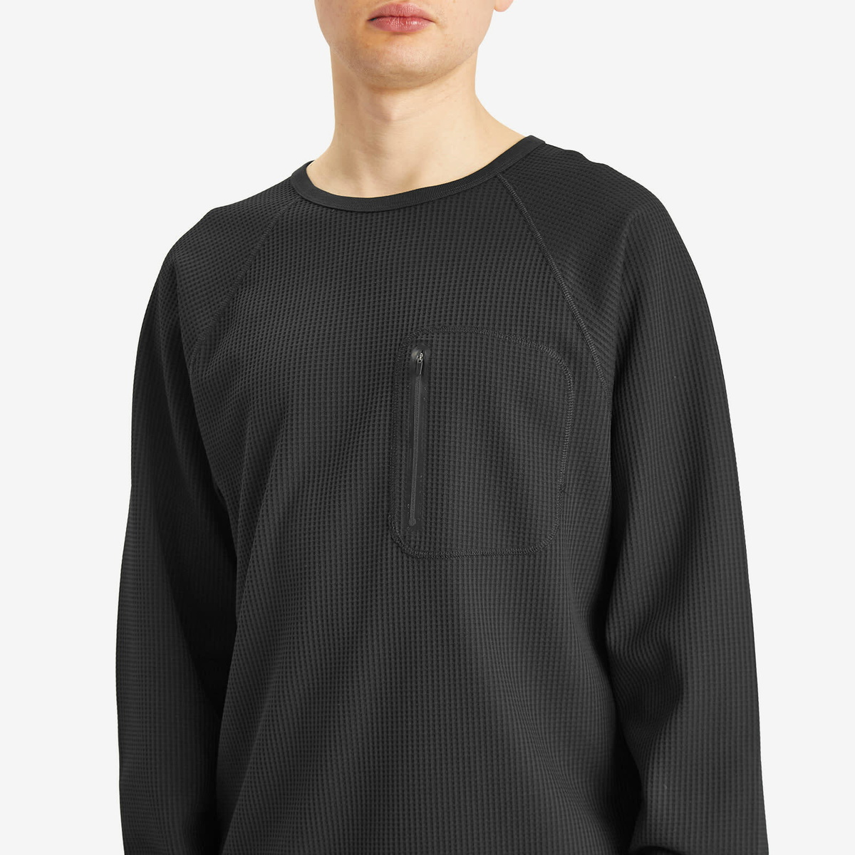 Purple Mountain Observatory Men's Waffle Long Sleeve T-Shirt in Black