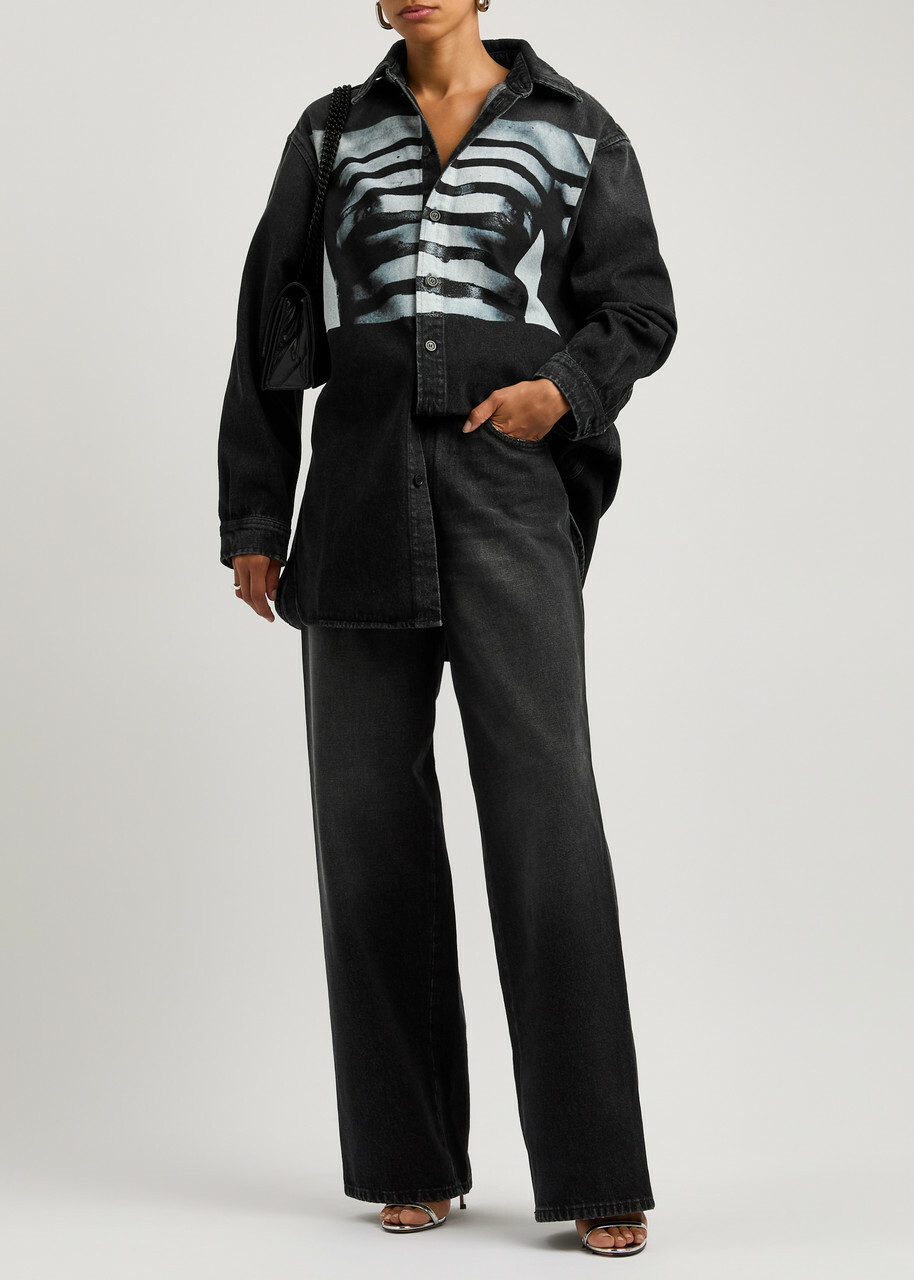 JeanPaulGaultier ゴルチエ　デニムシャツ Jean Paul Gaultier Body Mariniére Printed Denim Shirt Black