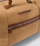 Kiton Leather-trimmed suede duffel bag