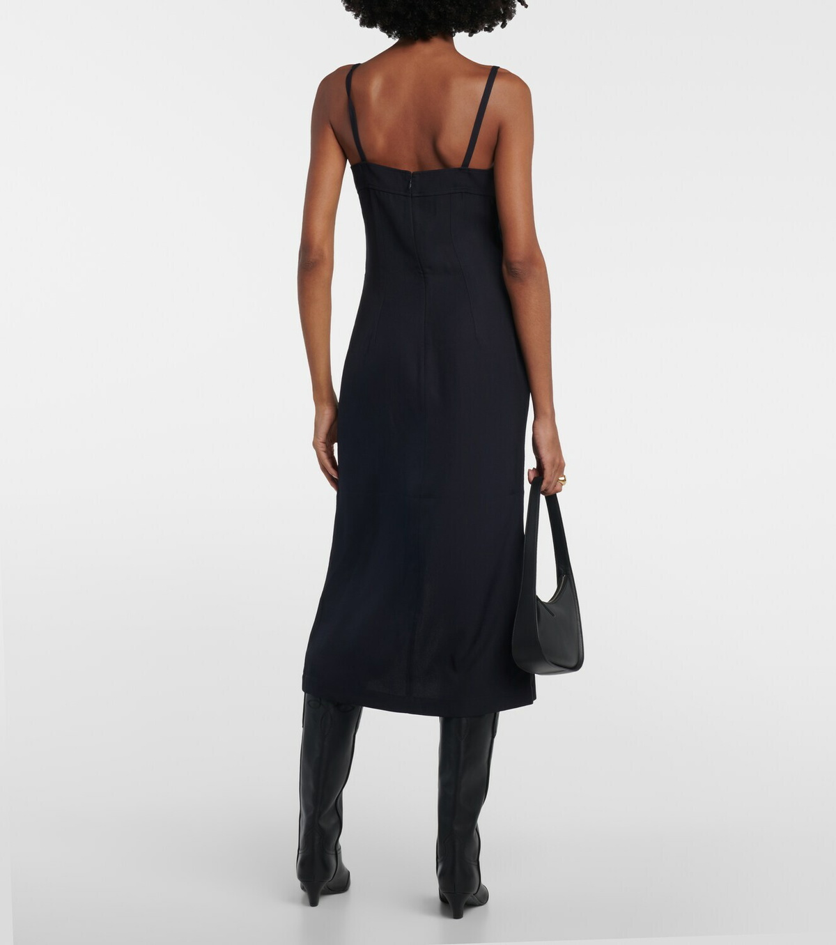 knee length dresses for ladies Crew satin dress black  TOTEME