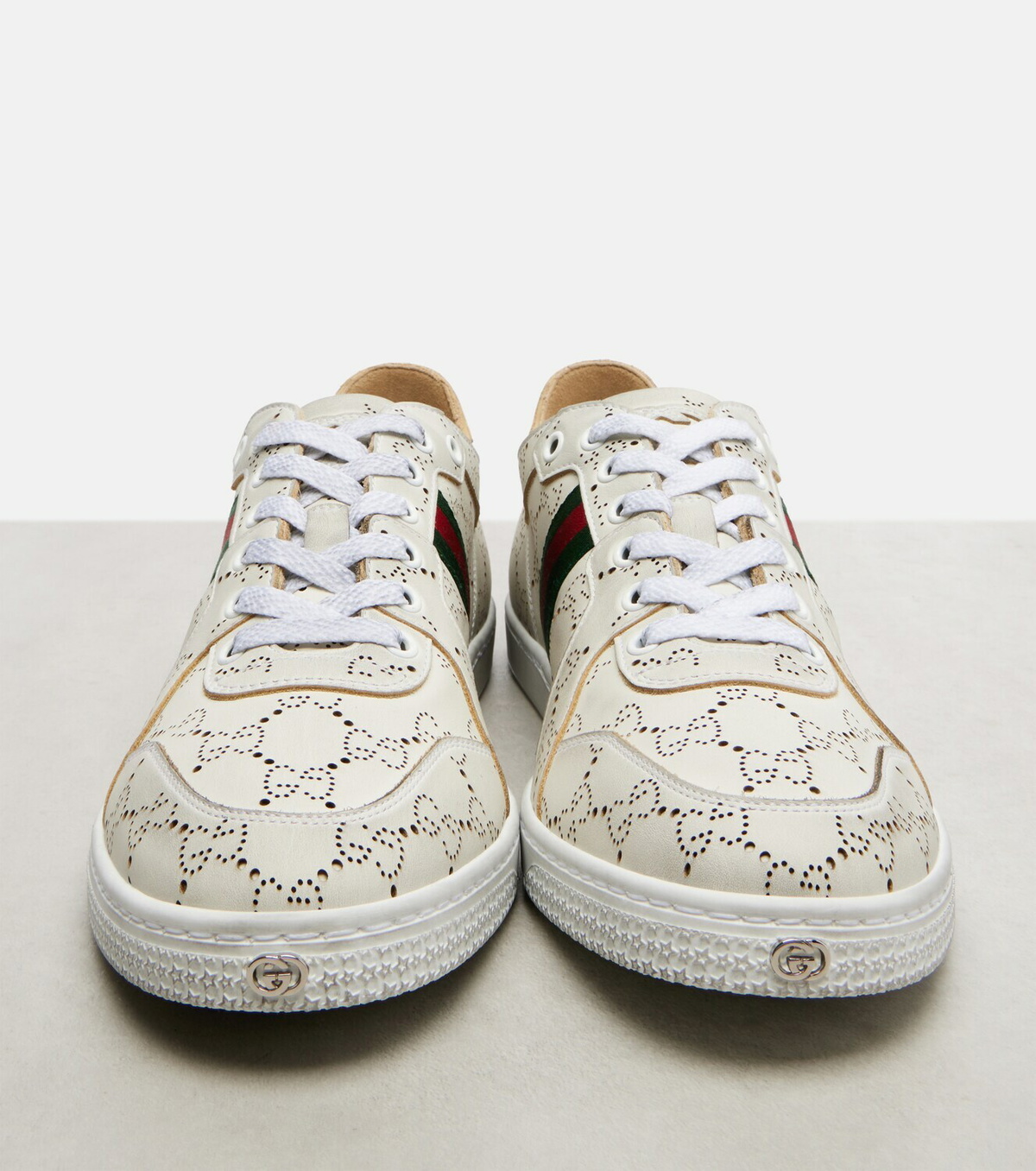 Gucci Stretch GG Web Stripe leather sneakers