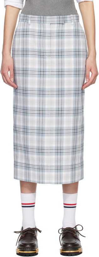 Photo: Thom Browne Gray & Off-White Beltloop Sack Midi Skirt