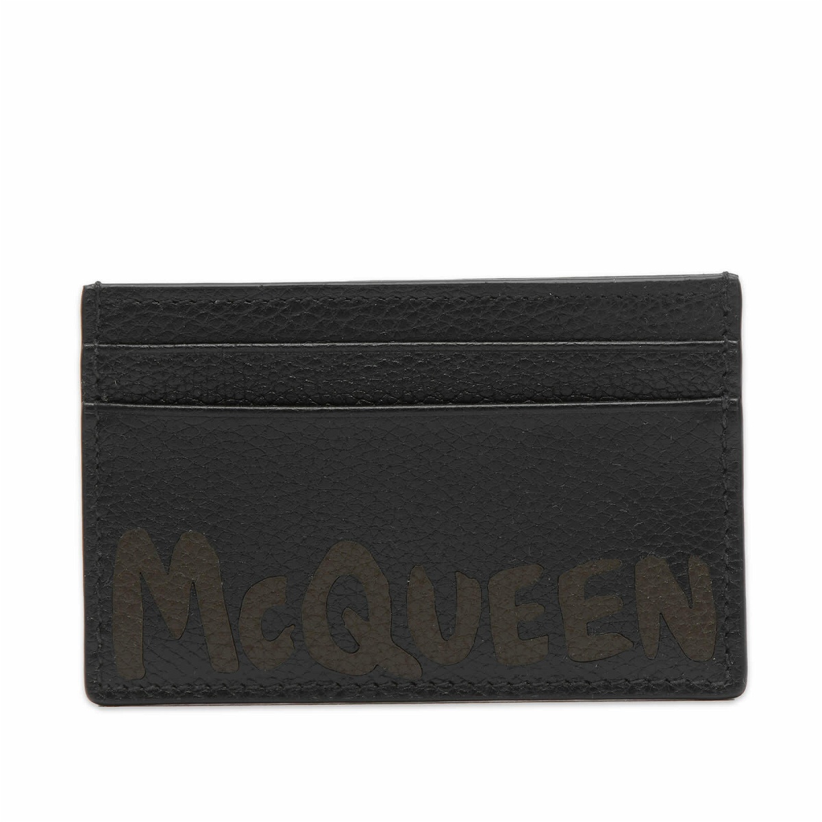 Photo: Alexander McQueen Men's Graffiti Logo Card Holder in Black/Khaki