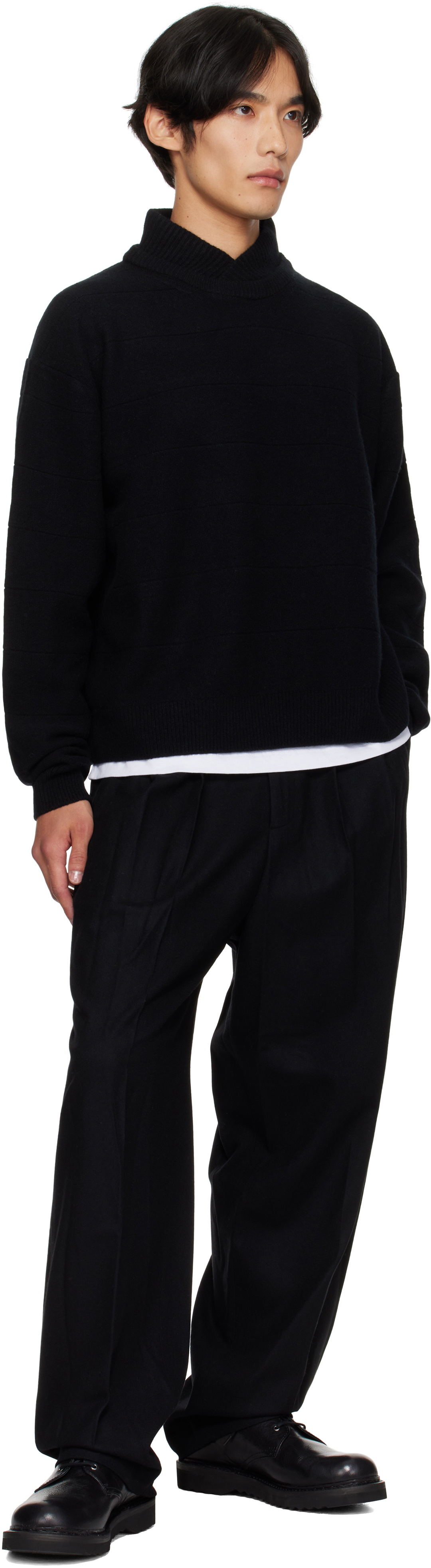 LE17SEPTEMBRE Black Two Tuck Wool Trousers