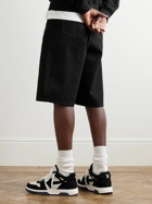 Off-White - Straight-Leg Embroidered Appliquéd Denim Shorts - Black