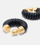 Alaïa Bobine leather-trimmed hoop earrings