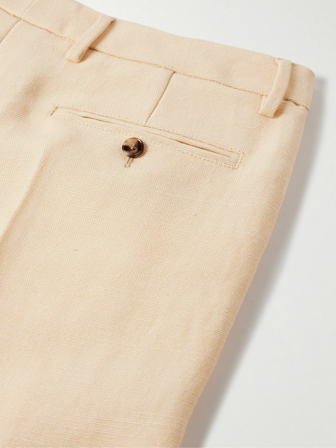 Valentino Garavani - Wide-Leg Pleated Canvas Shorts - Neutrals