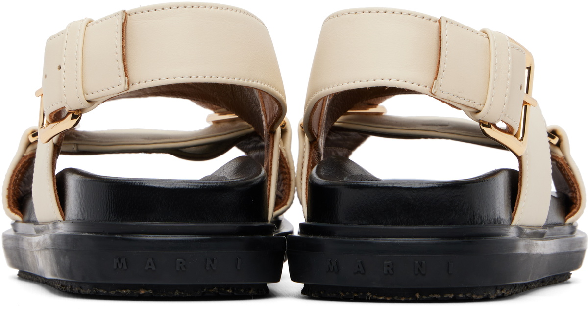 Marni Off-White Leather Fussbett Sandals