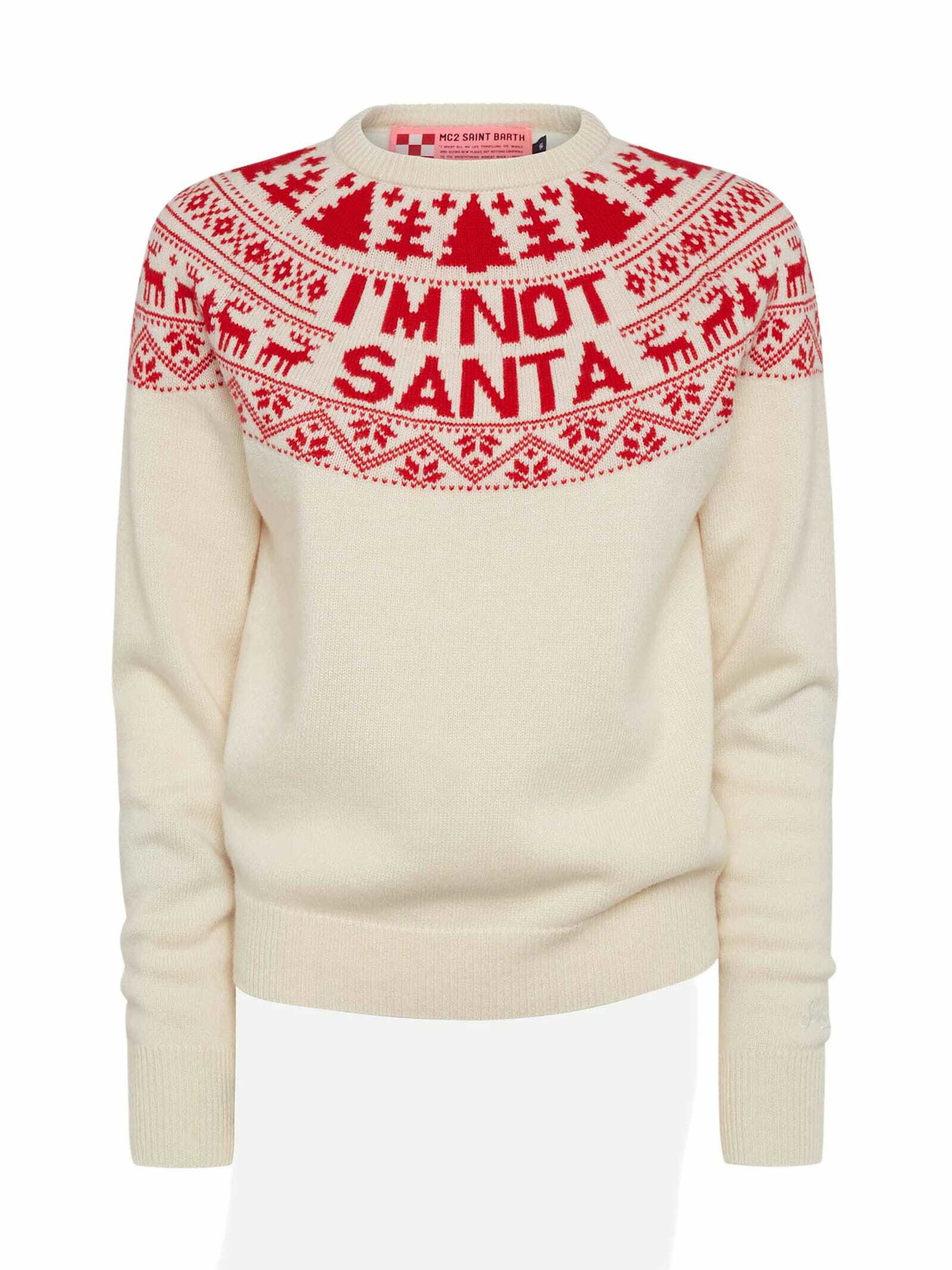 MC2 Saint Barth White Sweater New Queen With Im Not Santa Jacquard