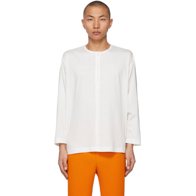 Photo: Homme Plisse Issey Miyake White Jersey Zip Shirt