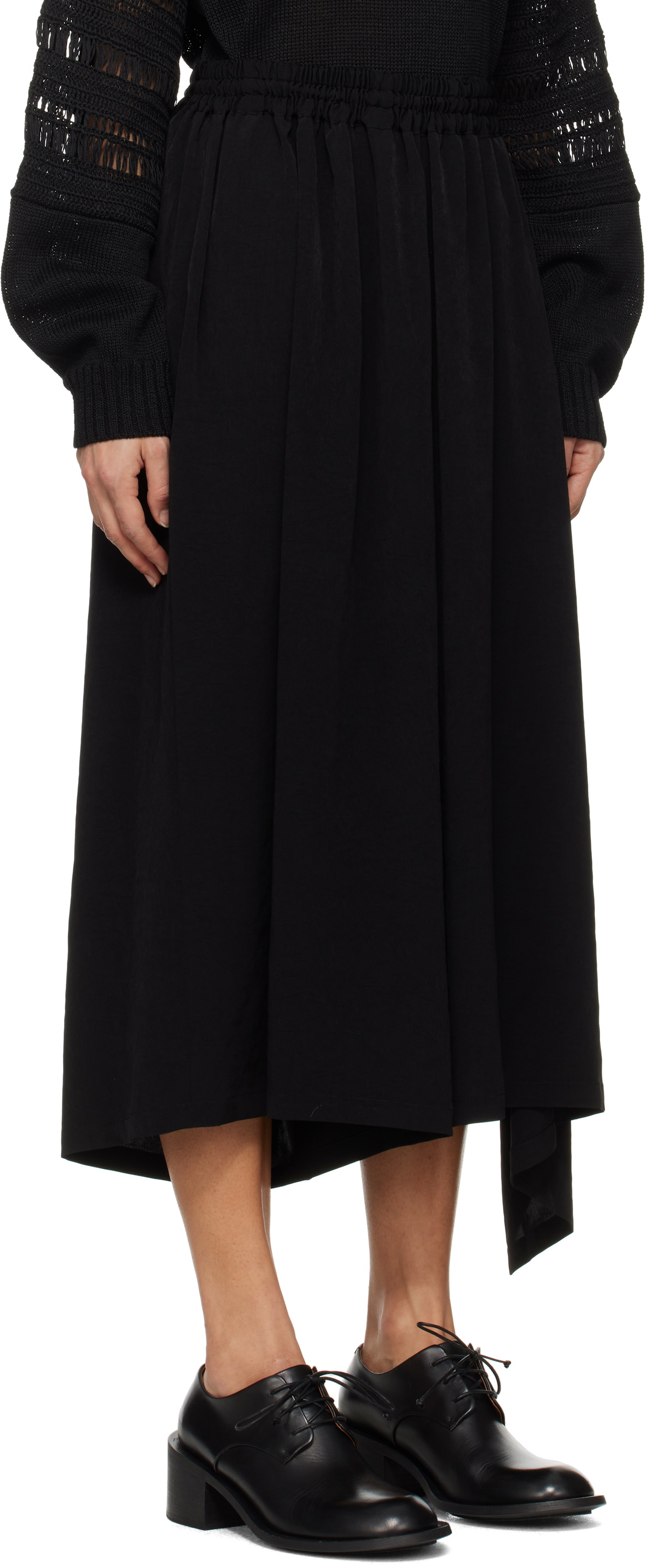 Y's Black Side Elastic Maxi Skirt