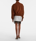 Jacques Wei Lace-trimmed sequined cotton miniskirt