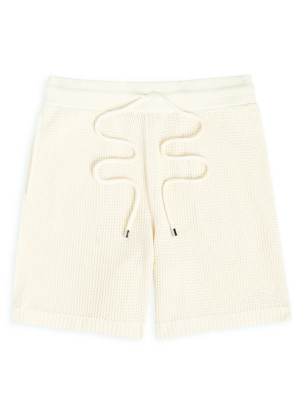 Photo: Amiri Logo-embroidered Cotton Crochet Shorts Ivory