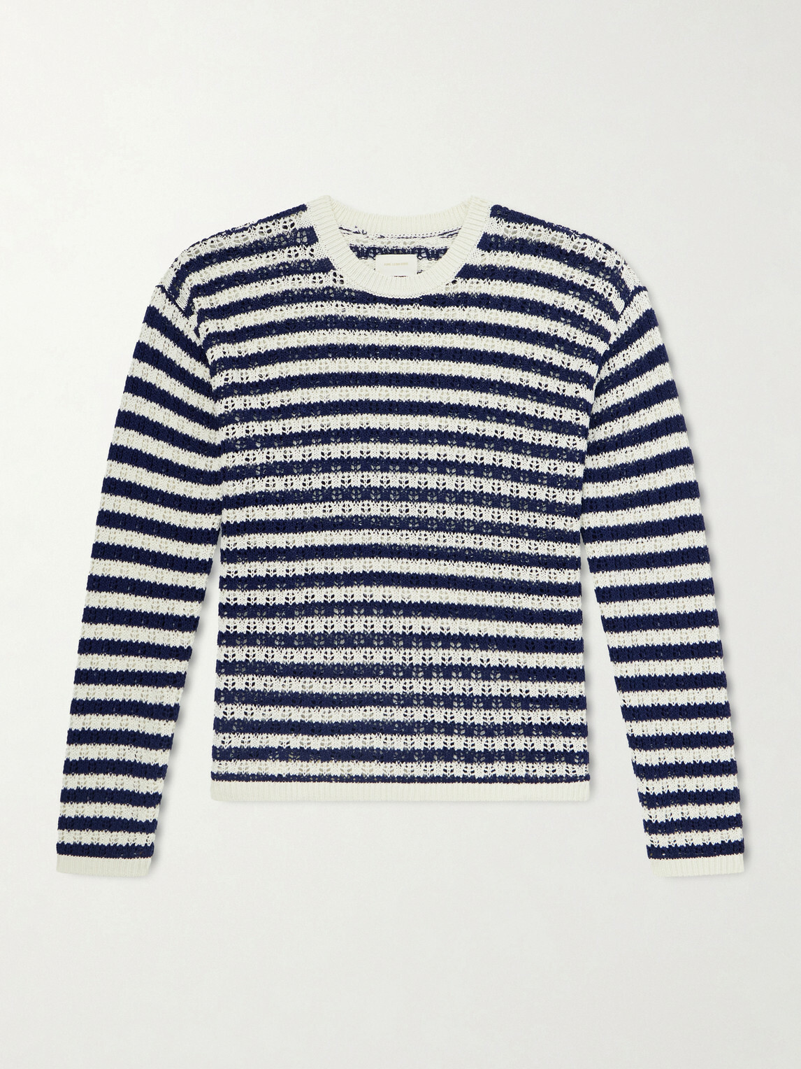 Aimé Leon Dore - Eyelet Striped Open-Knit Cotton Sweater - Blue
