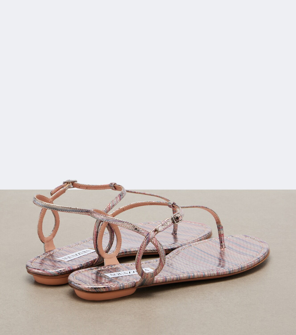 Aquazzura Almost Bare striped leather thong sandals