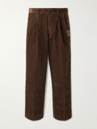Human Made - Wide-Leg Pleated Cotton-Corduroy Trousers - Brown