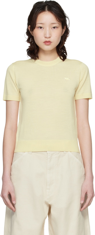 Photo: Maison Kitsuné Yellow Baby Fox Fine Merino Sweater