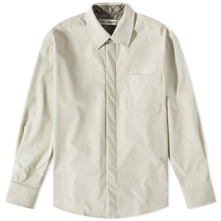 Photo: Our Legacy Men's Above Popper Overshirt in Dusty White Muted Scuba