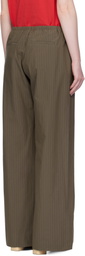 AMOMENTO Brown Stripe Banding Lounge Pants