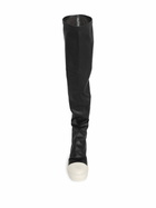 Rick Owens Black Thigh High Leather Sneaker Boots