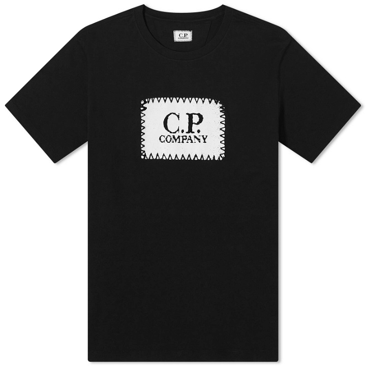 Photo: C.P. Company Men's 30/1 Jersey Label Style Logo T-Shirt in Black