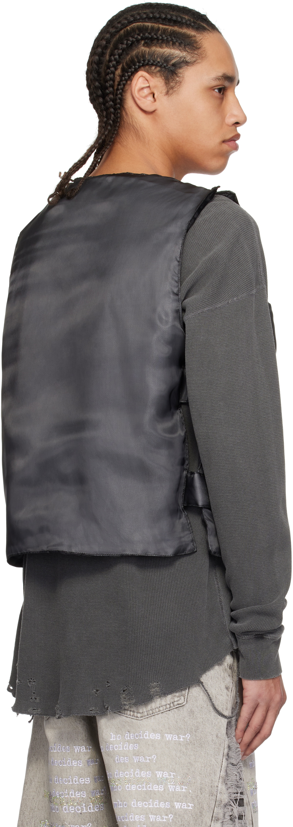 Who Decides War Gray Organza Bullet Point Vest