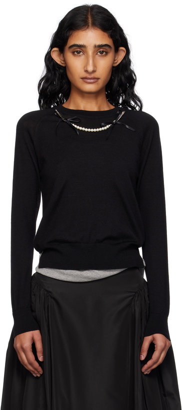 Photo: Simone Rocha Black Classic Long Sleeve Fine Knit Sweater