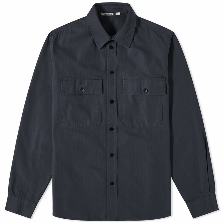 Photo: Wood Wood Men's Avenir Patch Pocket Shirt in Navy