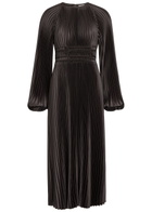 Joseph Ortiz Pleated Satin Midi Dress Brown