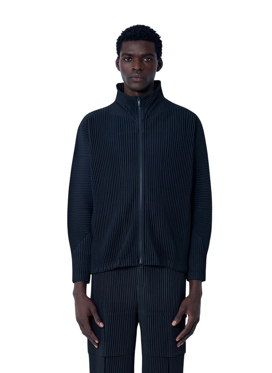 Homme Plisse Issey Miyake Black Pleated Coach Jacket Homme Plisse