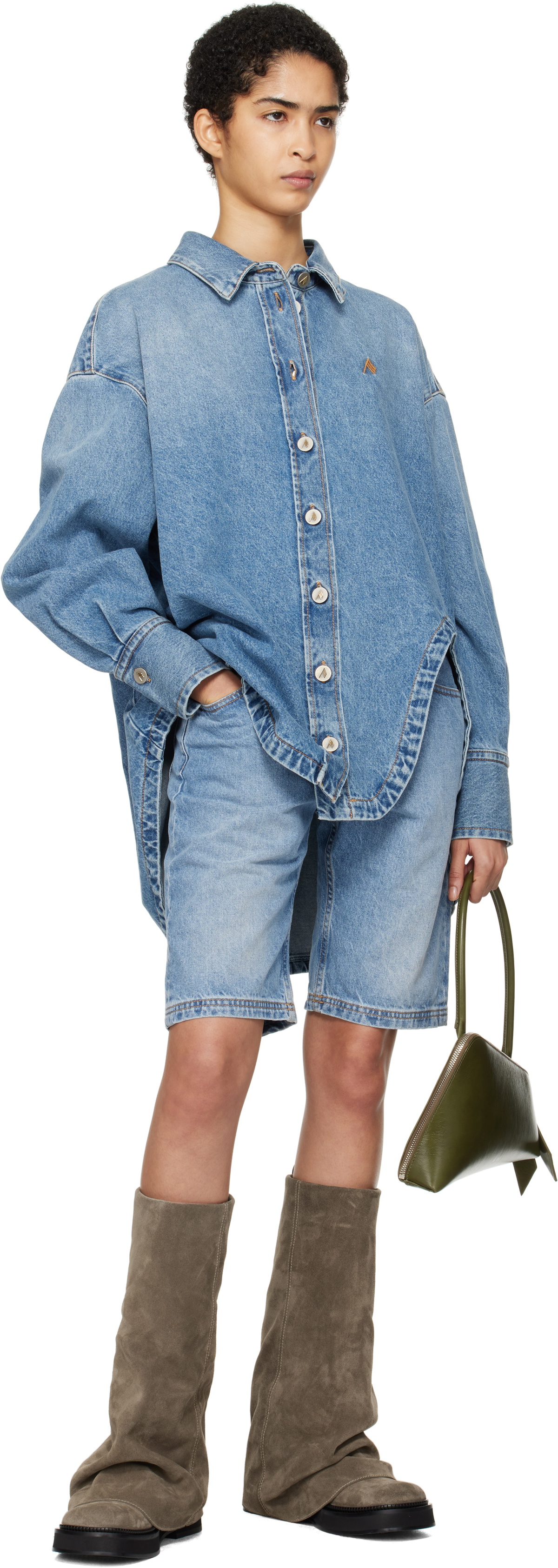 The Attico Blue Diana Denim Shirt The Attico