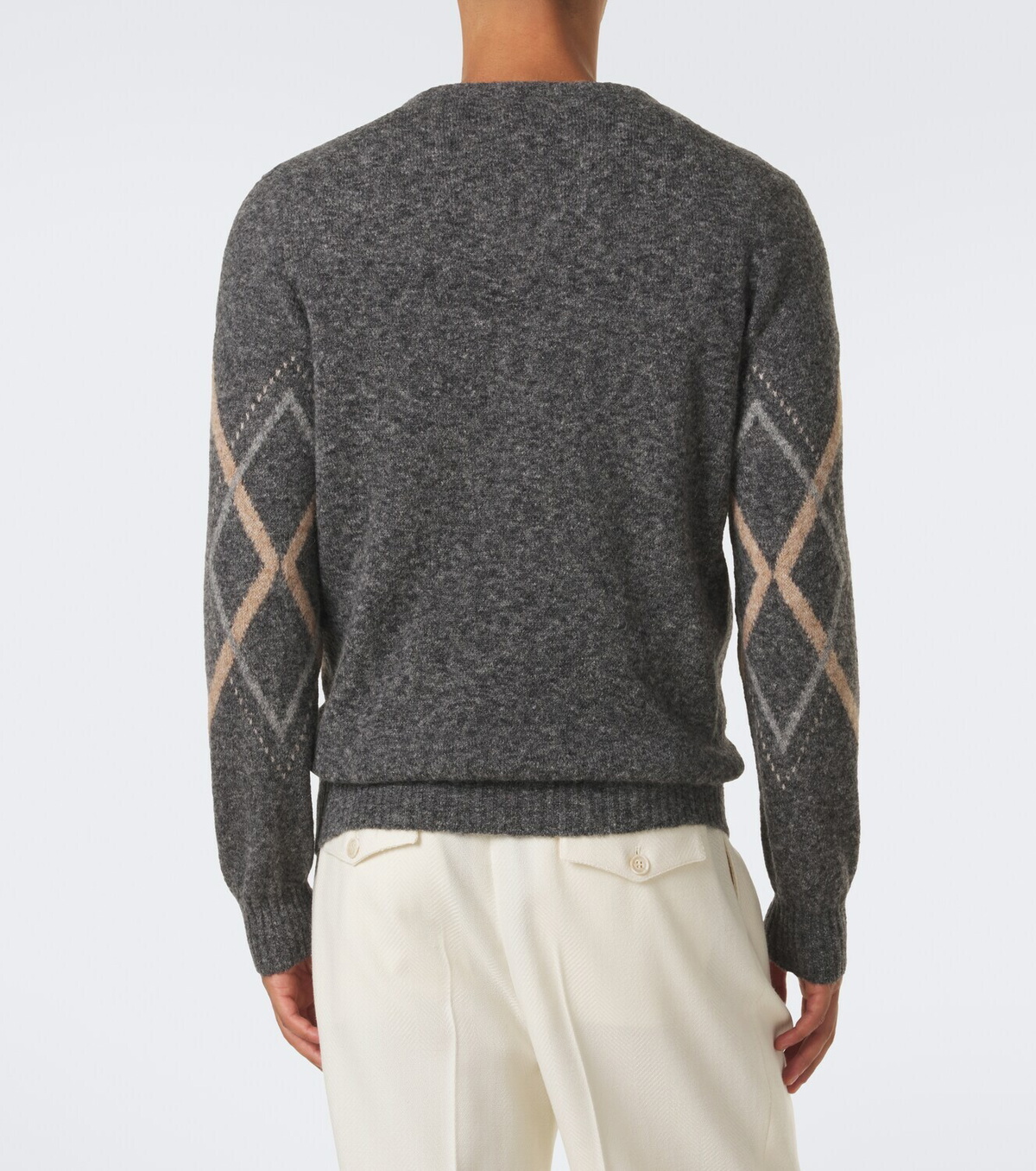 Brunello Cucinelli Argyle alpaca, cashmere, and wool-blend sweater