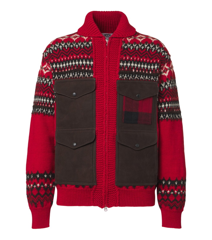 Photo: Junya Watanabe Suede-trimmed wool zip-up cardigan