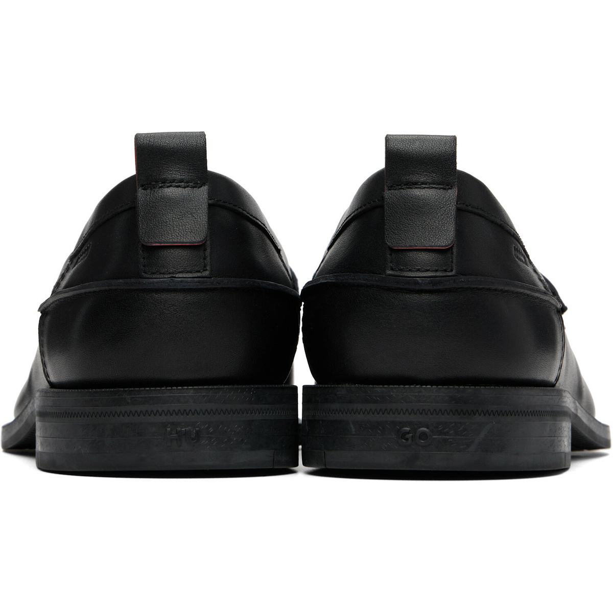 Hugo Black Leather Penny Trim Loafers