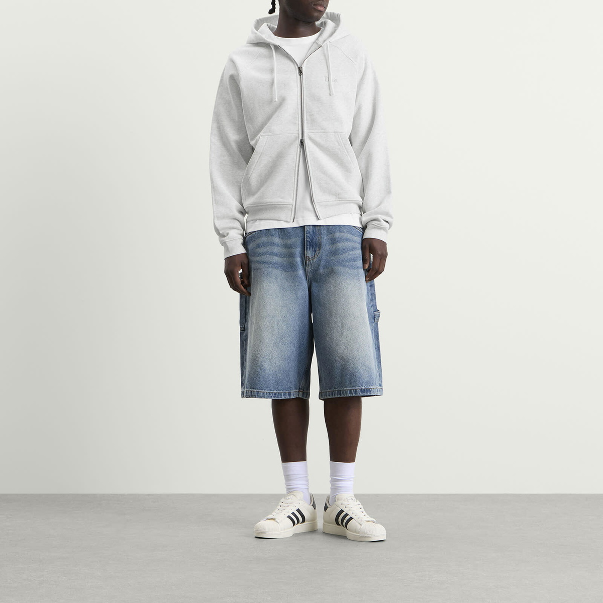 Dime Men's Classic Small Logo Zip Hoodie in Ash
