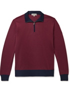 CANALI - Colour-Block Wool Half-Zip Sweater - Burgundy