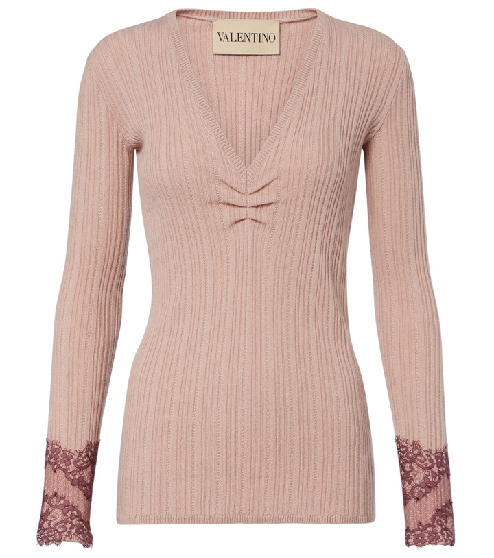 Photo: Valentino Gathered lace-trimmed cashmere sweater