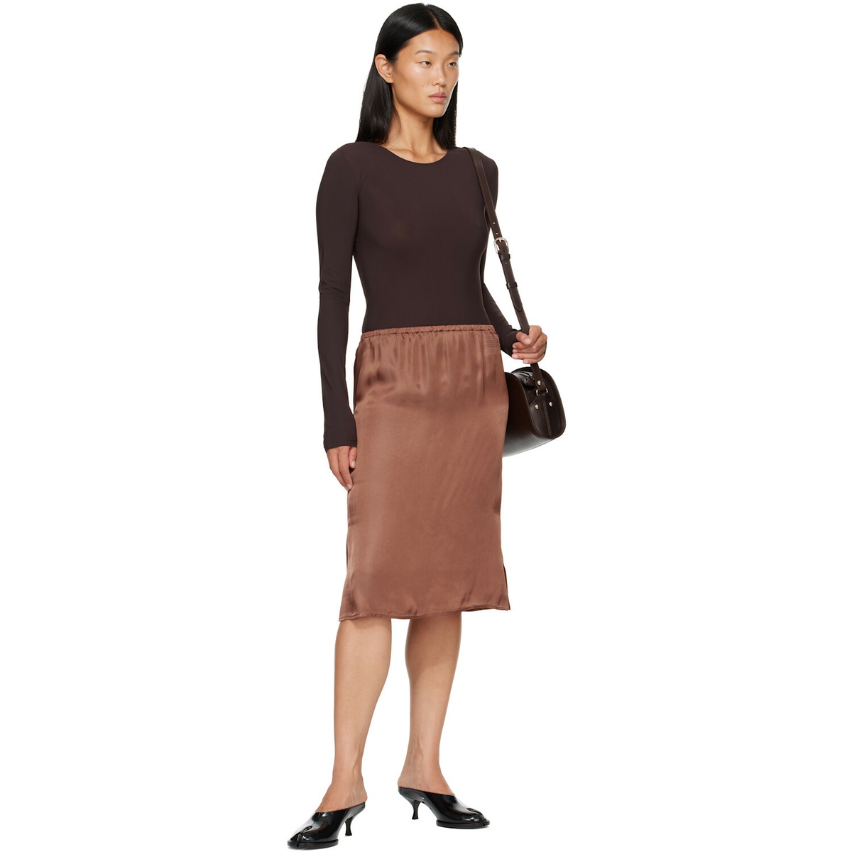 MM6 Maison Margiela Brown Lycra Jersey Bodysuit