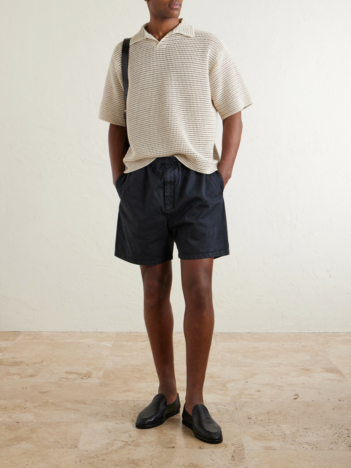 Auralee - Tussah Open-Knit Silk and Cotton-Blend Polo Shirt - Neutrals