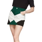 Kirin Green and White Denim Combo Moto Miniskirt