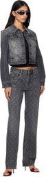 Marine Serre Gray Moon Laser Cropped Denim Jacket