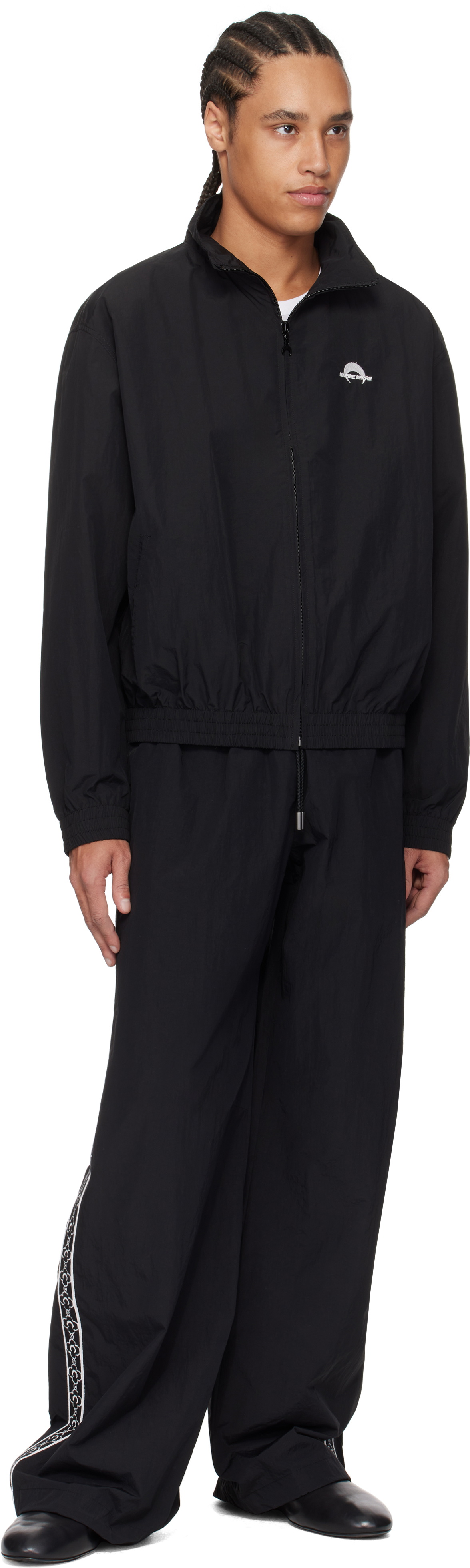 Marine Serre Black Recycled Nylon Track Sweatpants