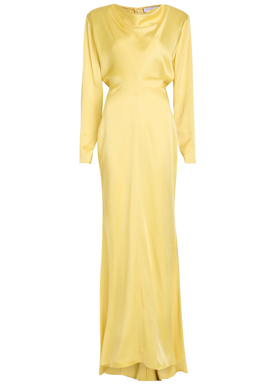 Stella Mccartney Draped Satin Gown Yellow