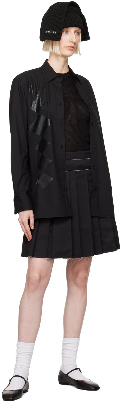 OPEN YY Black Pleated Wrap Miniskirt