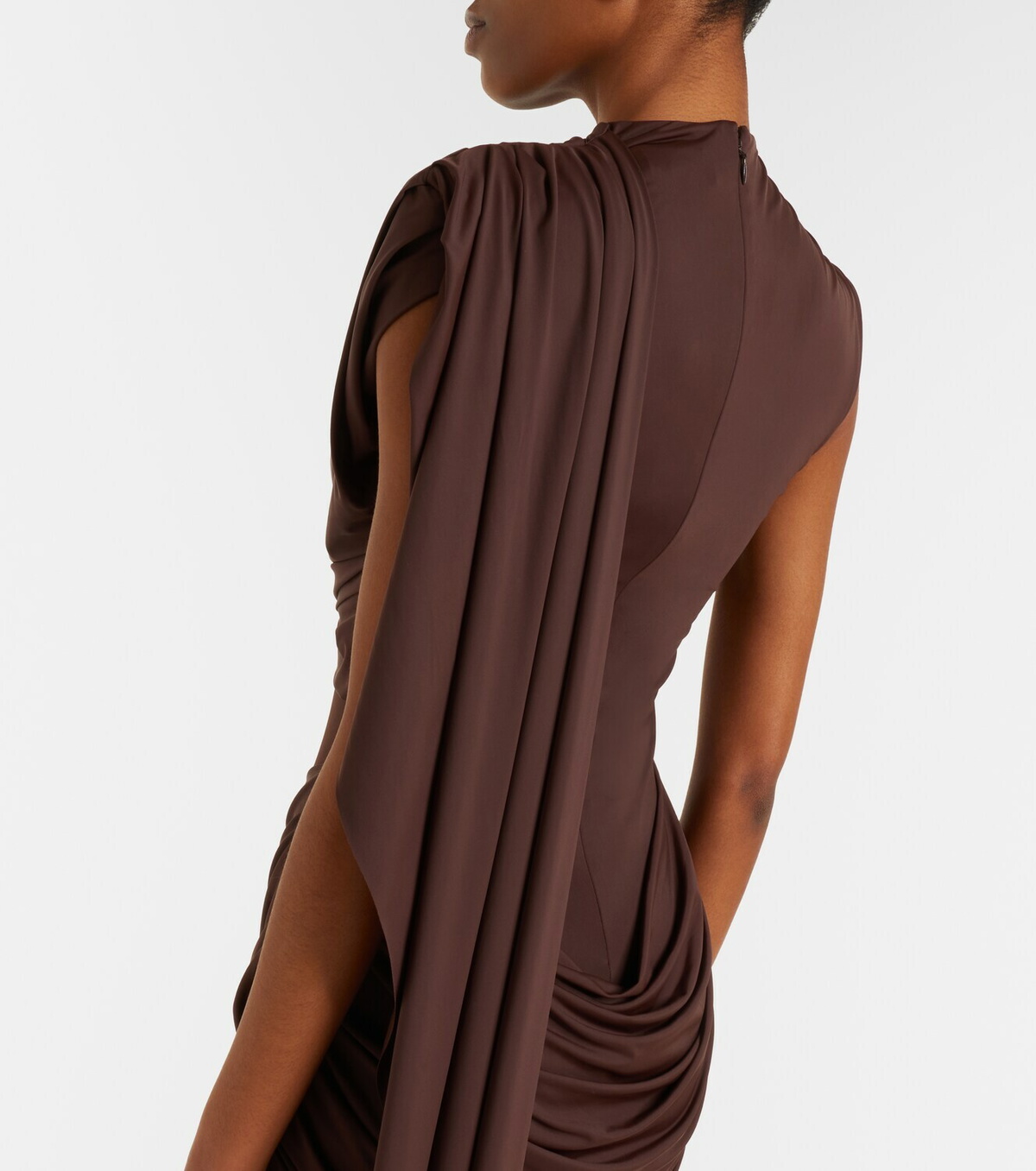 De La Vali Draped caped jersey minidress